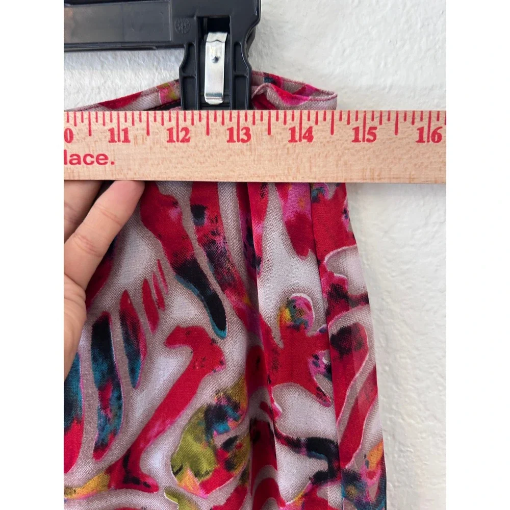 Tunique Boho Layered Frill Skirt - Pink & Blue Artistic Print - Festival Wear M‎